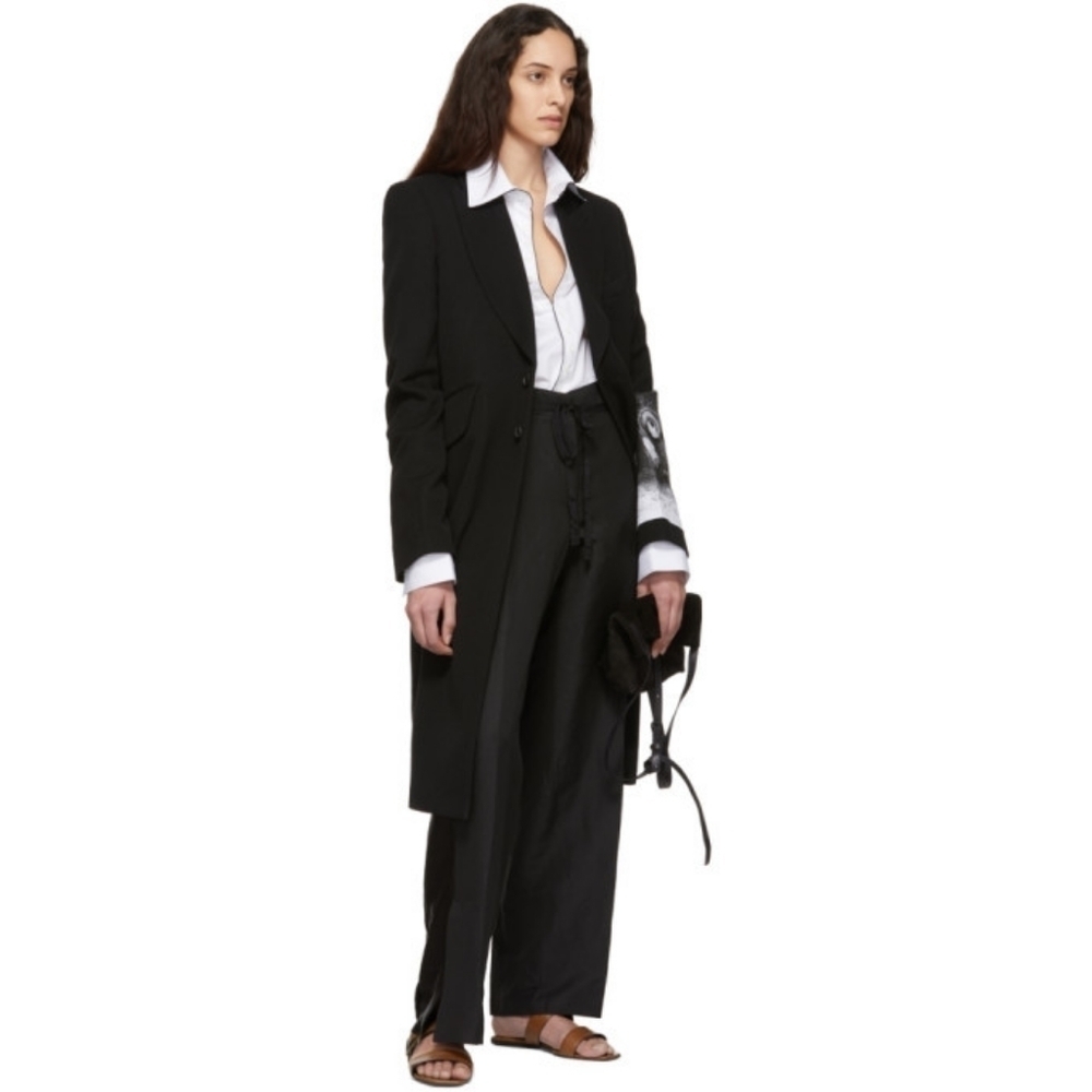 Ann Demeulemeester Black Linen and Silk Trousers size M (36) BNWT Missing Belt!!